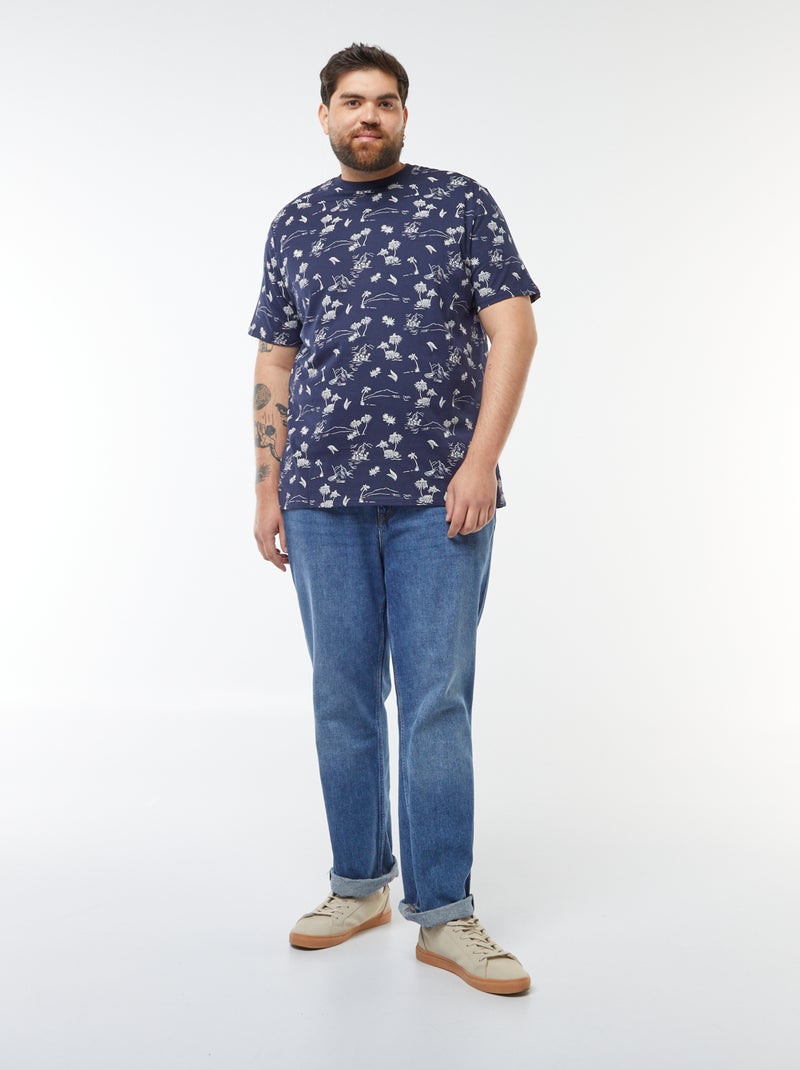 Camiseta de manga corta de punto estampada NEGRO - Kiabi