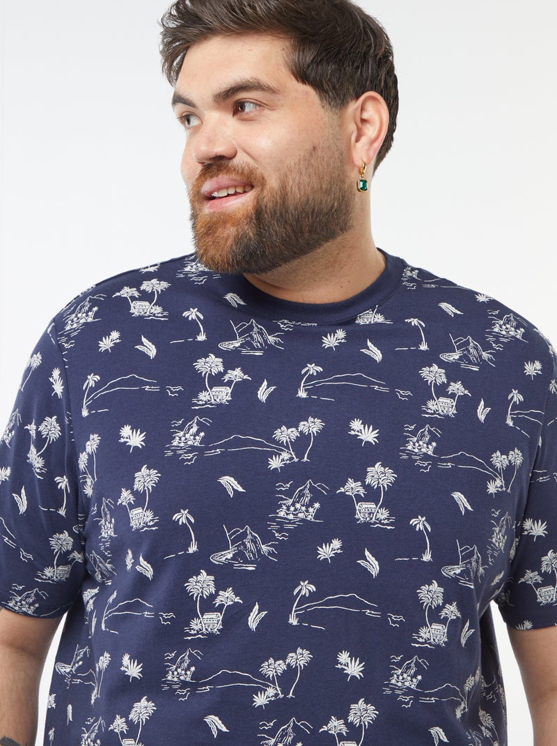 Camiseta de manga corta de punto estampada NEGRO - Kiabi