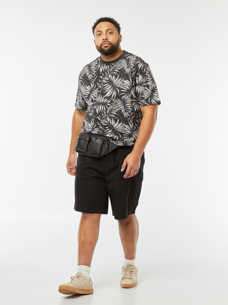 Camiseta de manga corta de punto estampada NEGRO - Kiabi