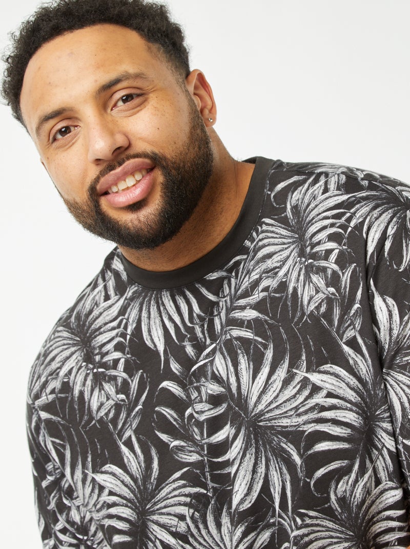 Camiseta de manga corta de punto estampada NEGRO - Kiabi