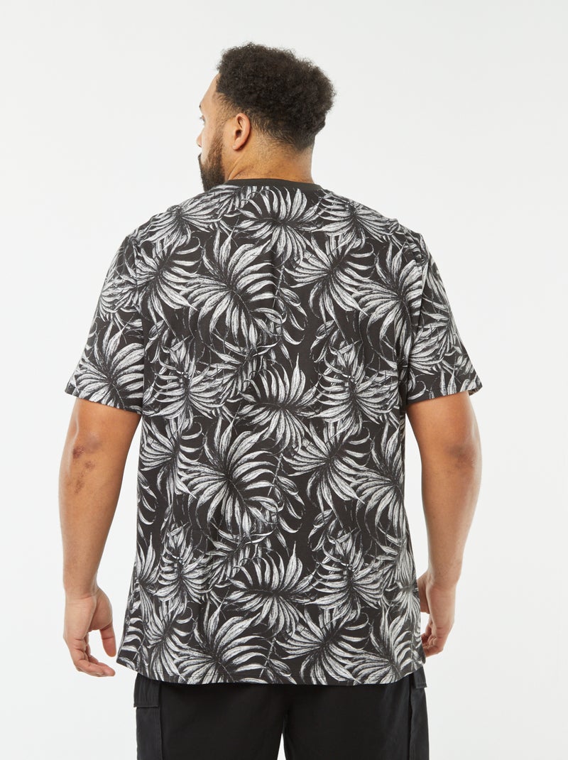 Camiseta de manga corta de punto estampada NEGRO - Kiabi