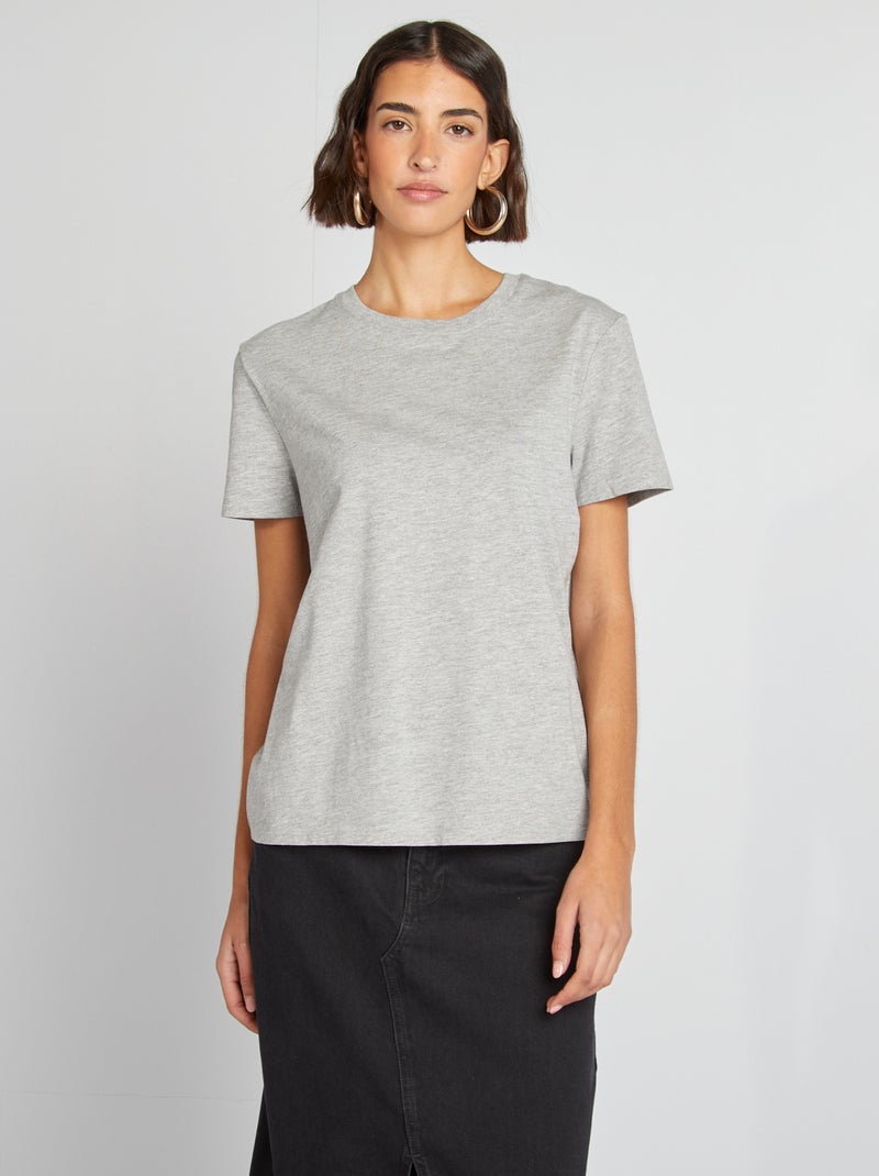 Camiseta de manga corta de punto GRIS - Kiabi