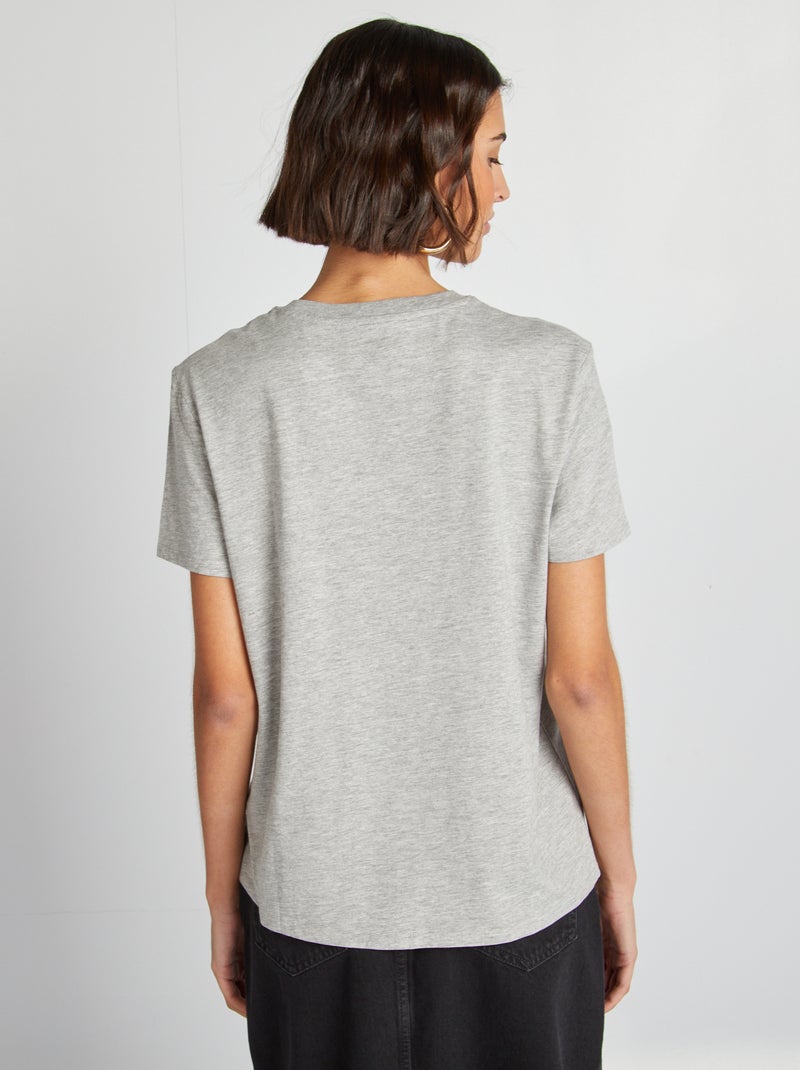 Camiseta de manga corta de punto GRIS - Kiabi
