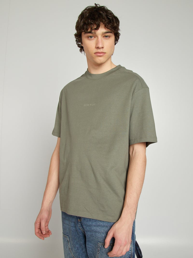 Camiseta de manga corta de punto GRIS - Kiabi