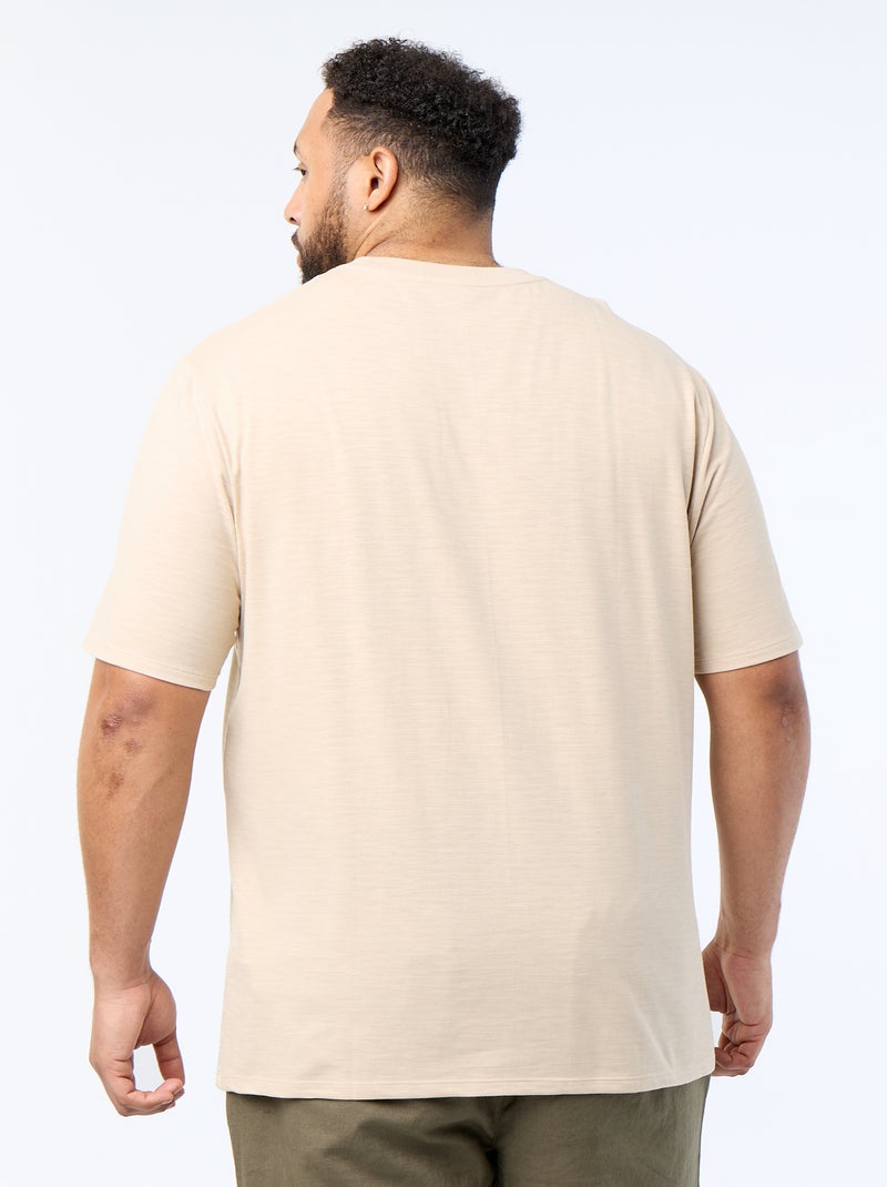 Camiseta de manga corta de punto jersey fantasía Beige - Kiabi