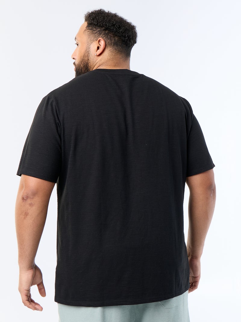 Camiseta de manga corta de punto jersey fantasía Negro - Kiabi