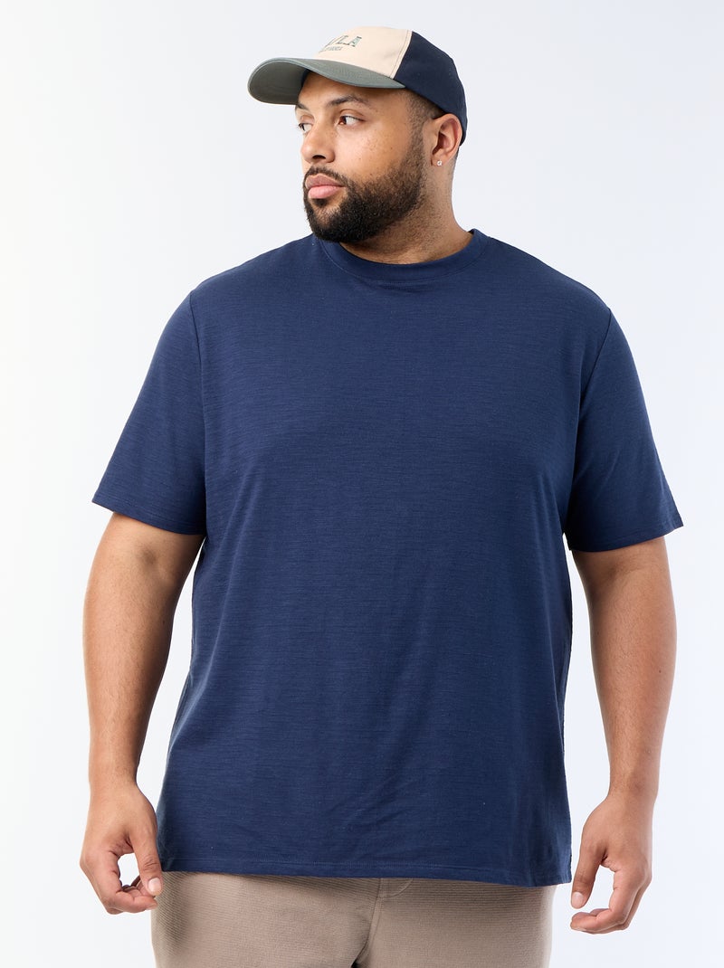 Camiseta de manga corta de punto jersey fantasía Negro - Kiabi