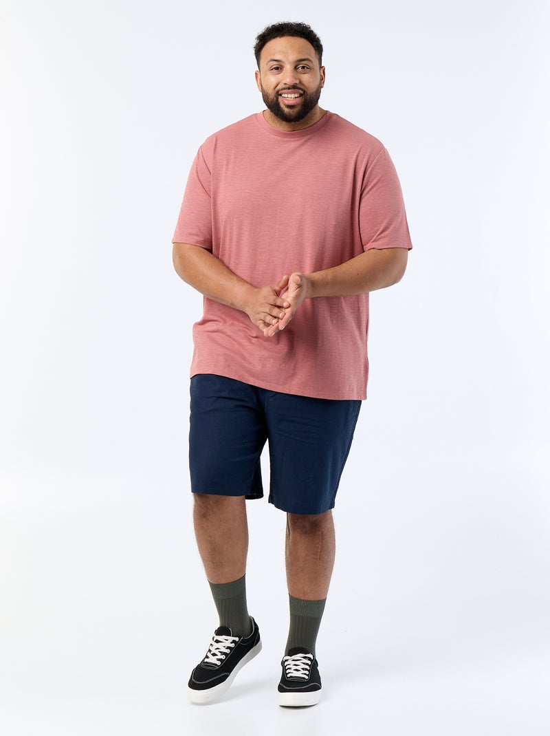 Camiseta de manga corta de punto jersey fantasía Rosa - Kiabi