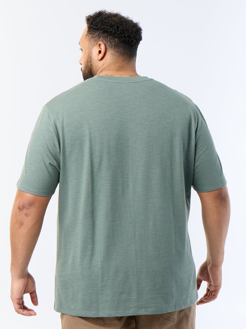 Camiseta de manga corta de punto jersey fantasía Verde - Kiabi