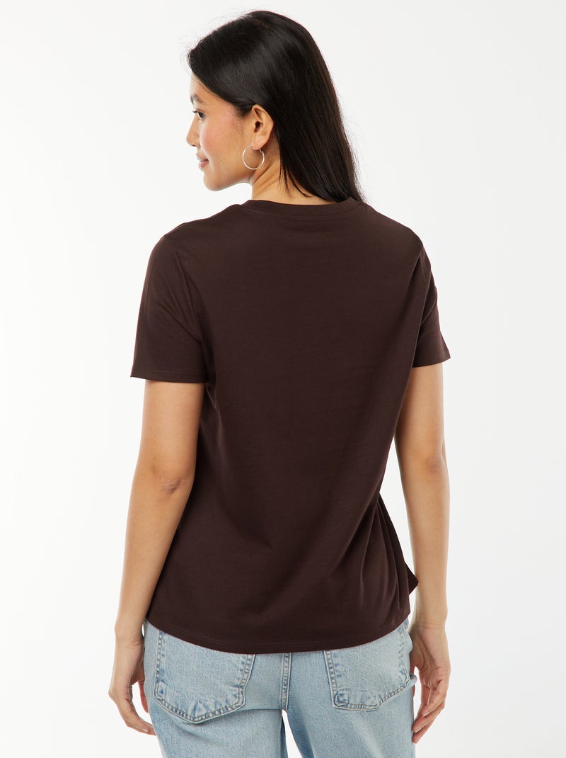 Camiseta de manga corta de punto Marron - Kiabi