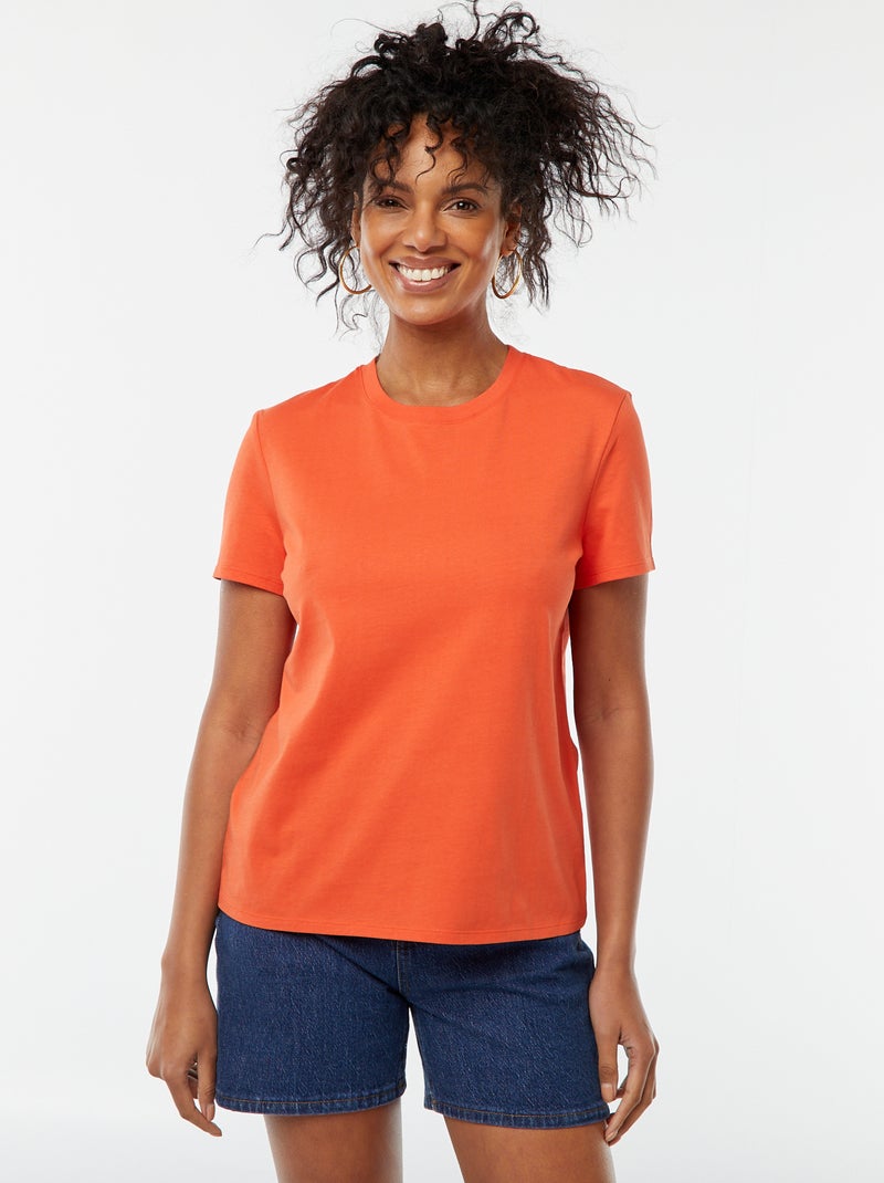 Camiseta de manga corta de punto naranja - Kiabi