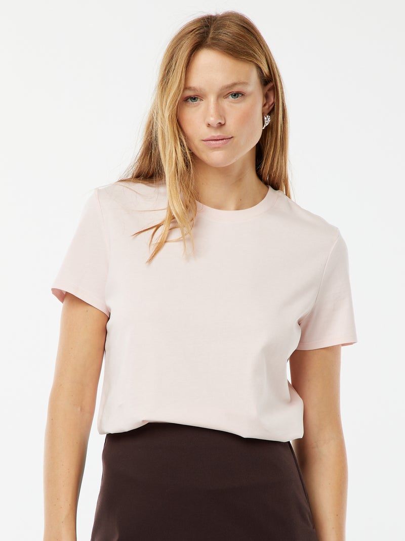 Camiseta de manga corta de punto Rosa - Kiabi