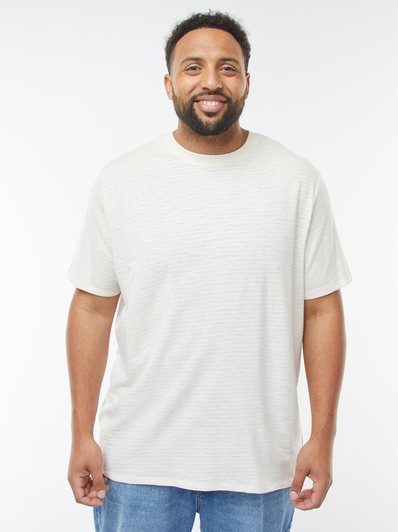 Camiseta de manga corta de punto texturizado Blanco - Kiabi