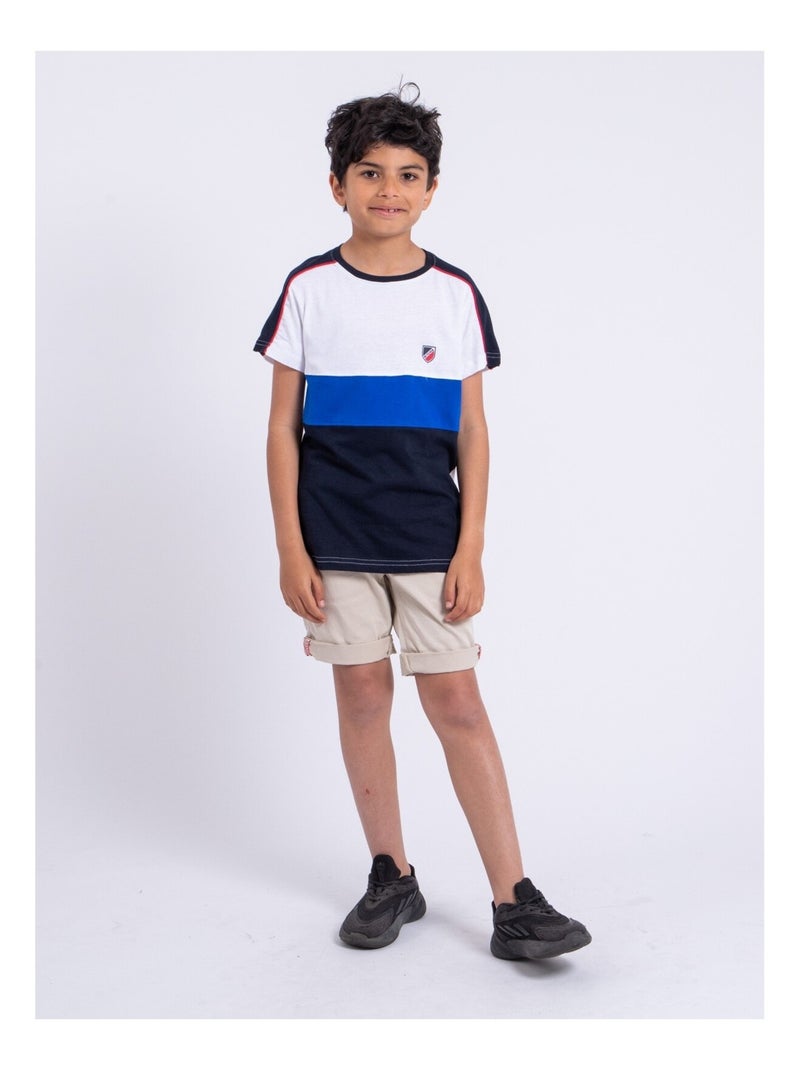 Camiseta de manga corta de puro algodón NABALIA-J Azul marino - Kiabi