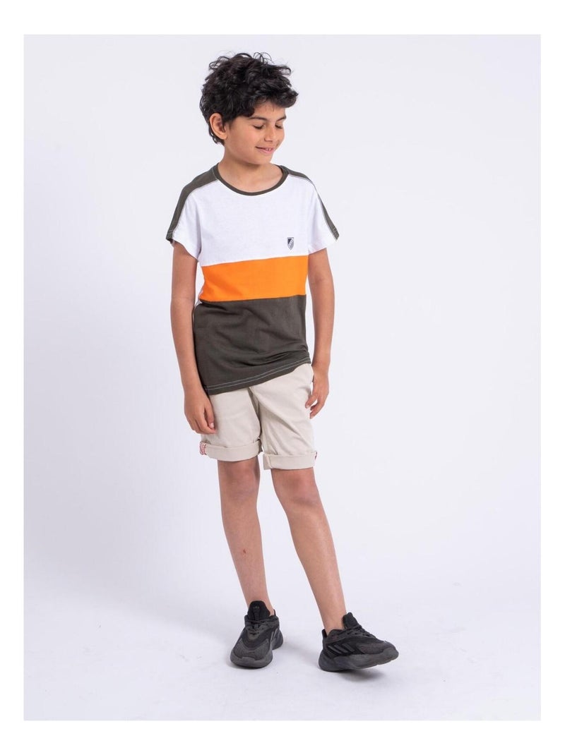 Camiseta de manga corta de puro algodón NABALIA-J Caqui - Kiabi