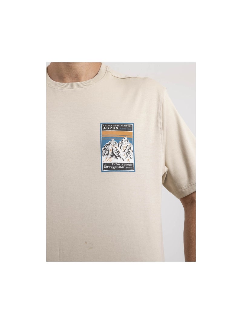 Camiseta de manga corta de puro algodón oversize JOKAYAK Beige - Kiabi