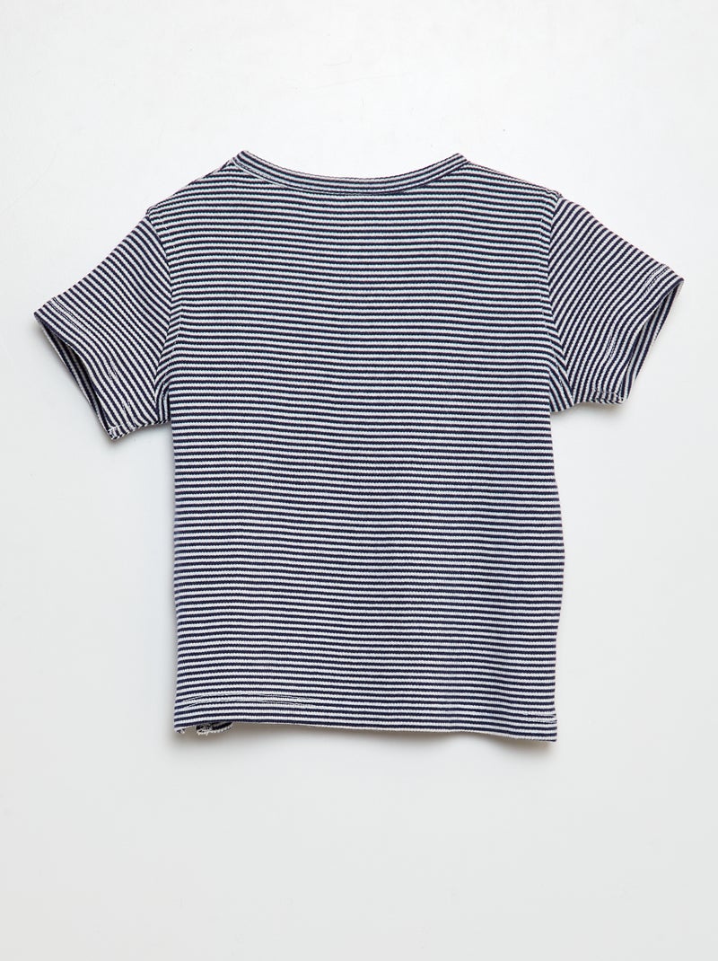 Camiseta de manga corta de rayas AZUL - Kiabi