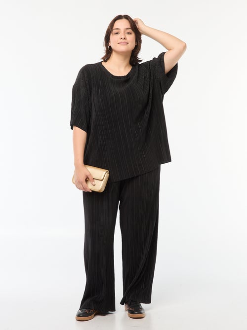 Camiseta de manga corta de tejido plisado - Kiabi