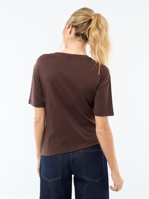 Camiseta de manga corta drapeada con adorno fantasía - Kiabi