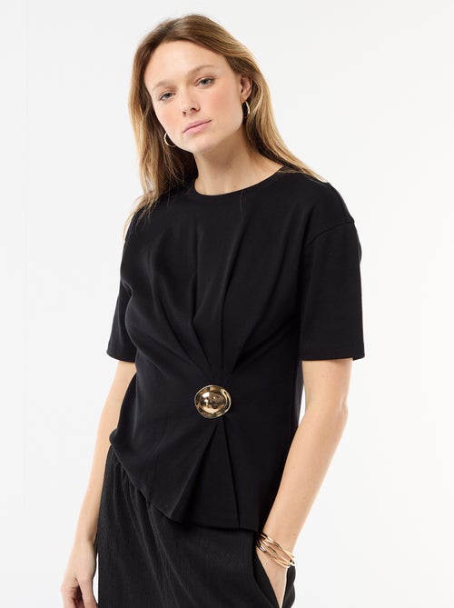 Camiseta de manga corta drapeada con adorno fantasía - Kiabi