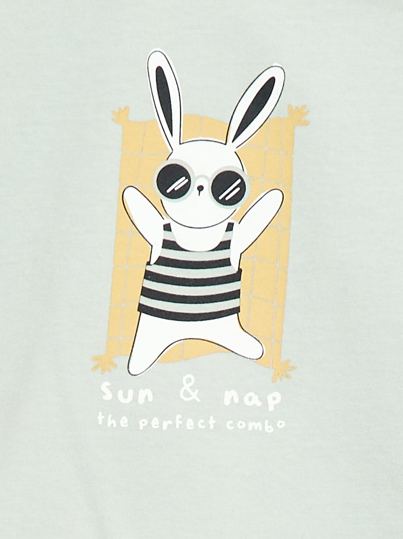 Camiseta de manga corta en punto de algodón Azul - Kiabi