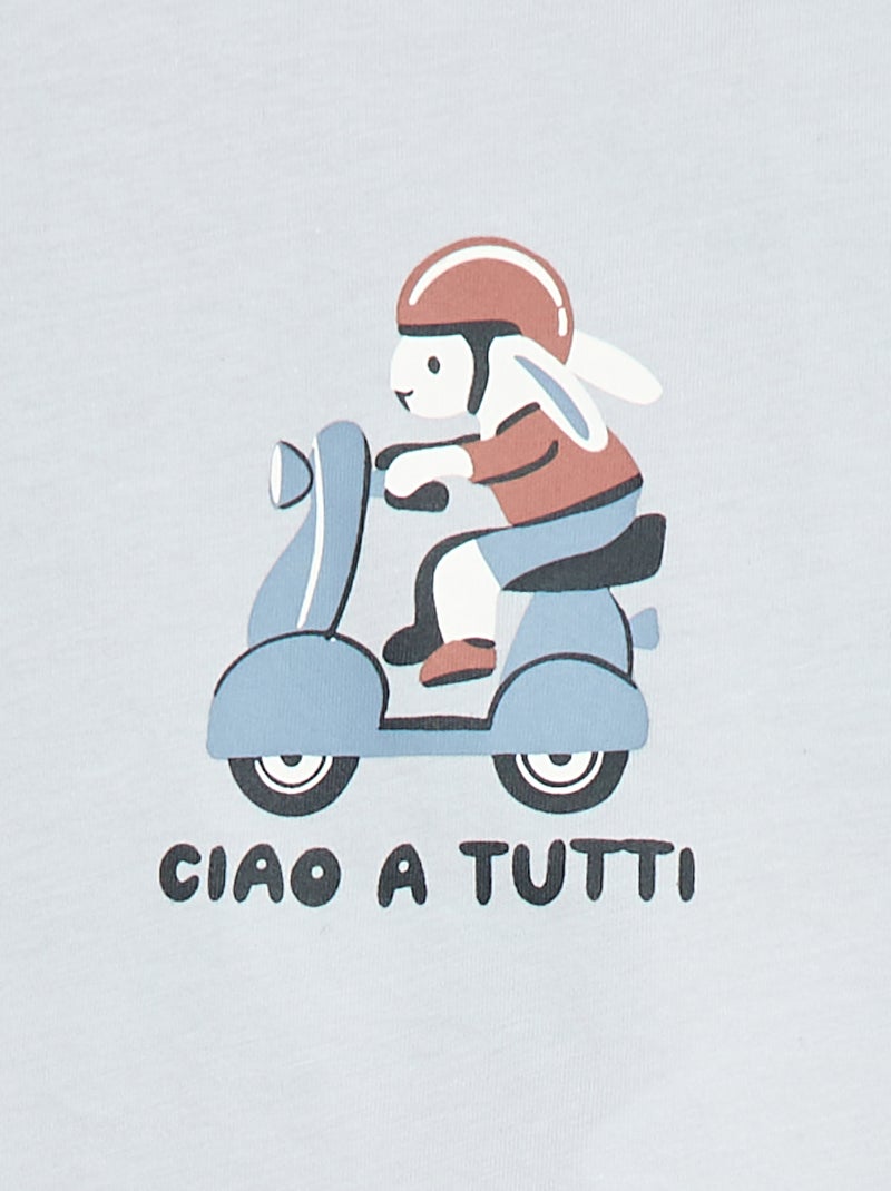 Camiseta de manga corta en punto de algodón Azul - Kiabi