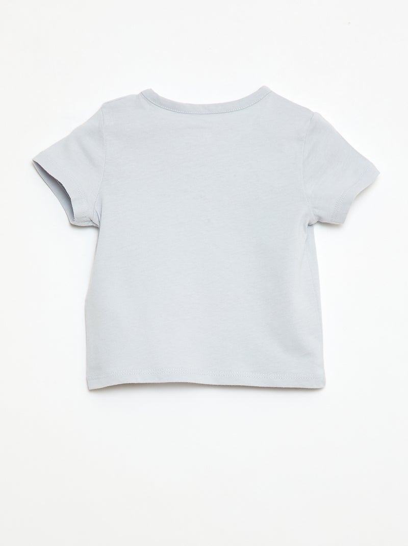 Camiseta de manga corta en punto de algodón Azul - Kiabi
