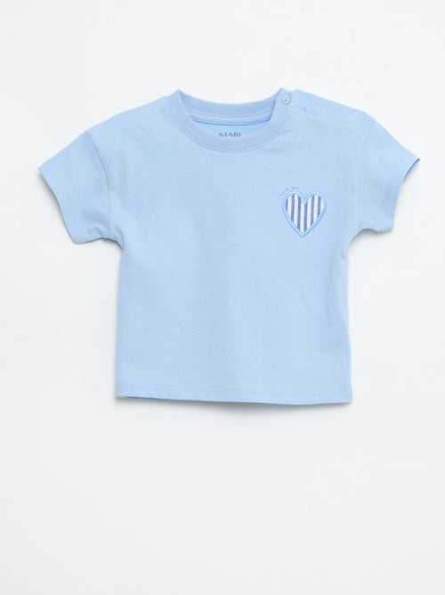 Camiseta de manga corta en punto de algodón con parche en el pecho - Kiabi