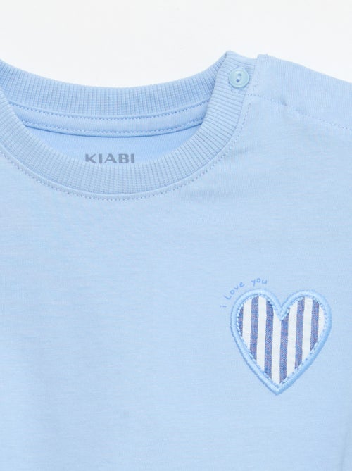 Camiseta de manga corta en punto de algodón con parche en el pecho - Kiabi