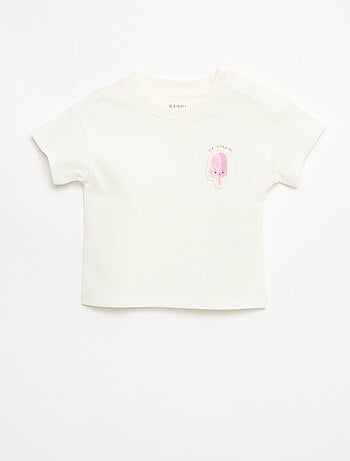 Camiseta de manga corta en punto de algodón con parche en el pecho