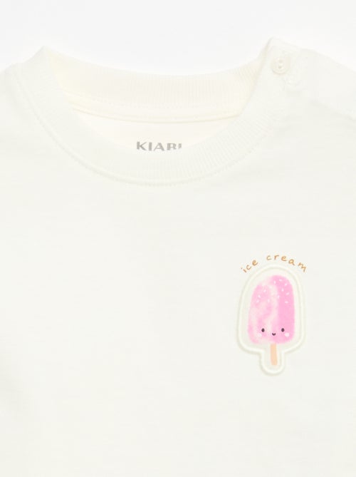 Camiseta de manga corta en punto de algodón con parche en el pecho - Kiabi