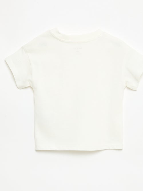 Camiseta de manga corta en punto de algodón con parche en el pecho - Kiabi
