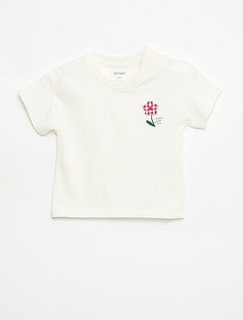 Camiseta de manga corta en punto de algodón con parche en el pecho