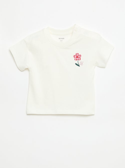Camiseta de manga corta en punto de algodón con parche en el pecho - Kiabi
