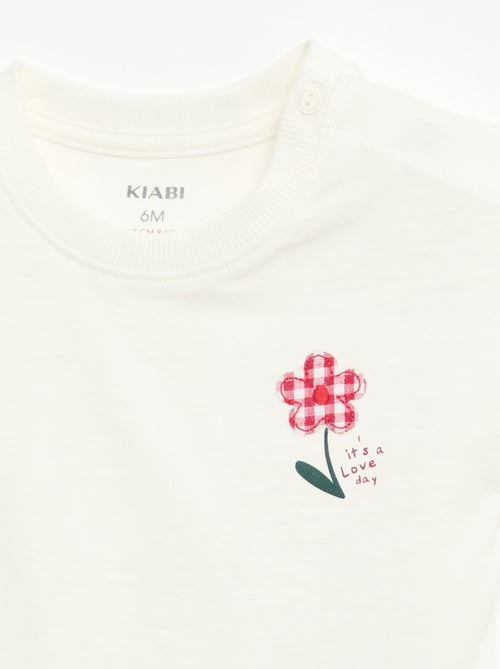 Camiseta de manga corta en punto de algodón con parche en el pecho - Kiabi