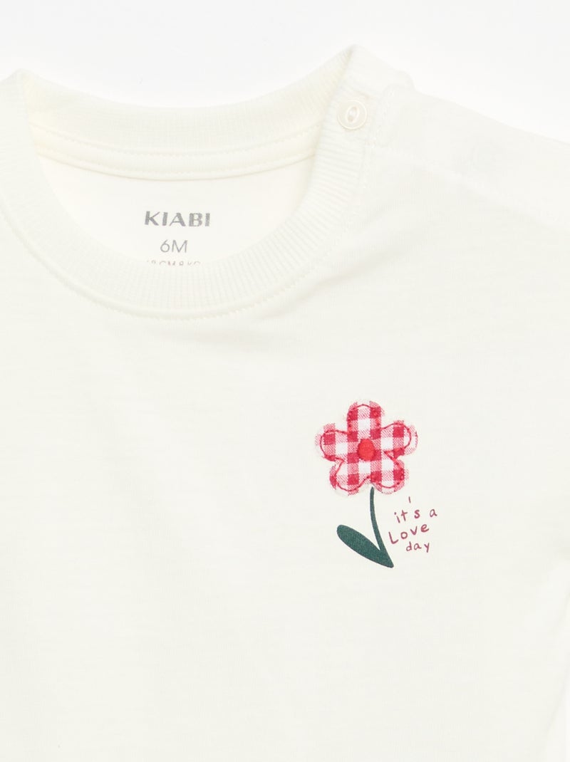 Camiseta de manga corta en punto de algodón con parche en el pecho Rojo - Kiabi