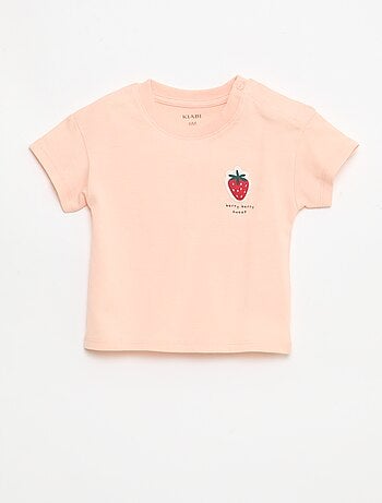 Camiseta de manga corta en punto de algodón con parche en el pecho