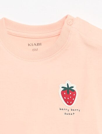 Camiseta de manga corta en punto de algodón con parche en el pecho