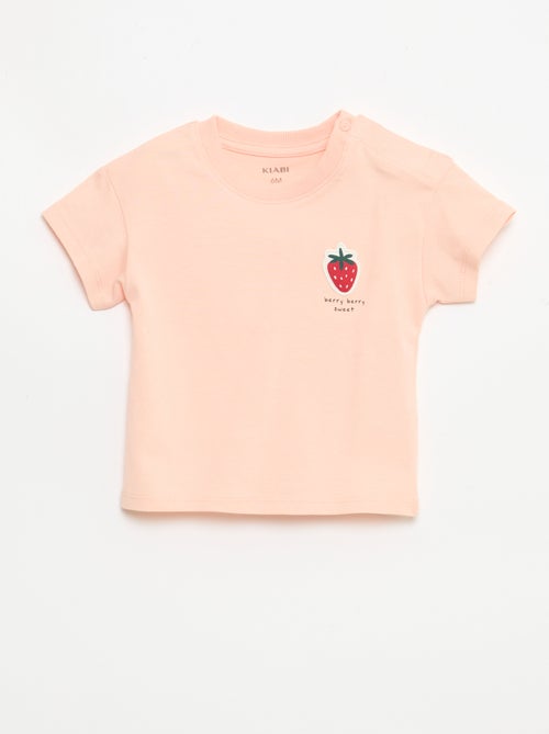 Camiseta de manga corta en punto de algodón con parche en el pecho - Kiabi