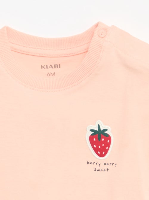 Camiseta de manga corta en punto de algodón con parche en el pecho - Kiabi