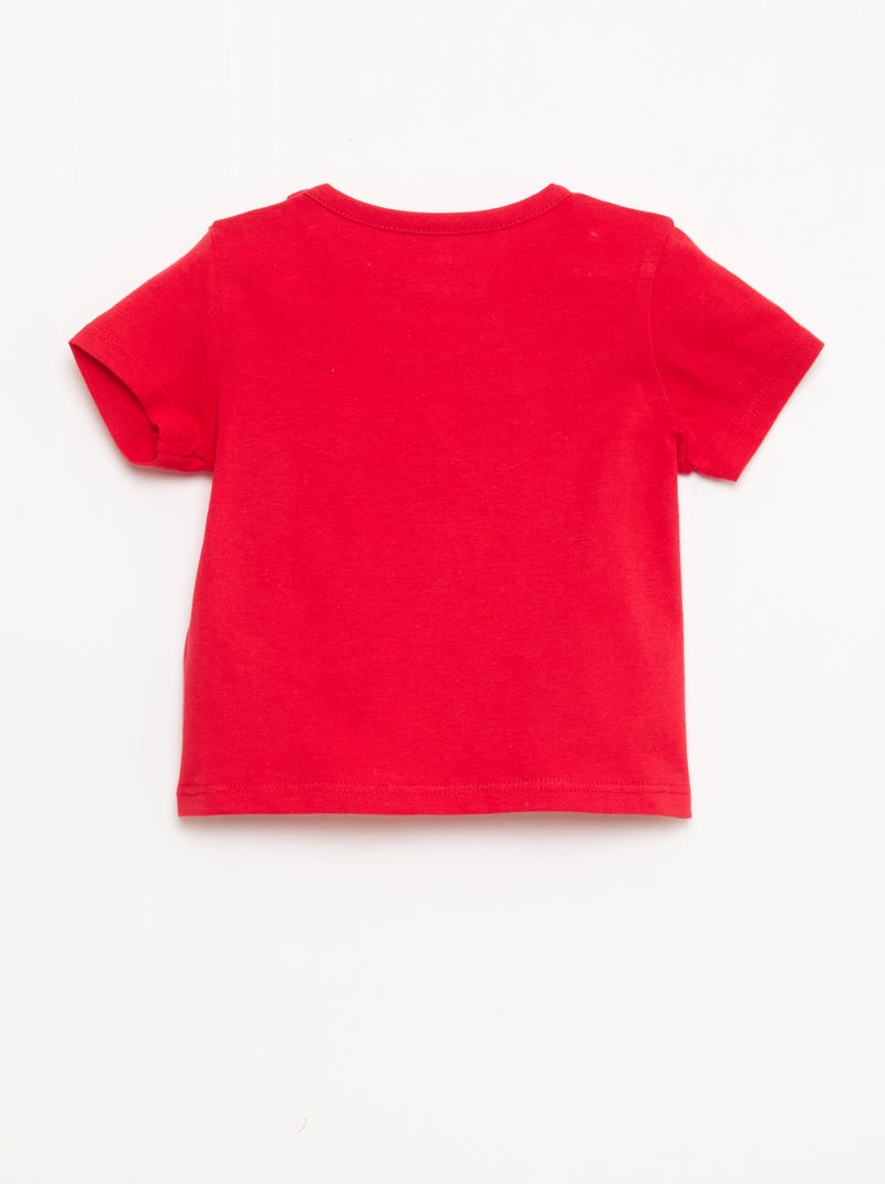 Camiseta de manga corta en punto de algodón Rojo - Kiabi