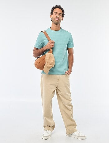 Camiseta de manga corta en punto gofrado