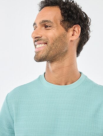 Camiseta de manga corta en punto gofrado