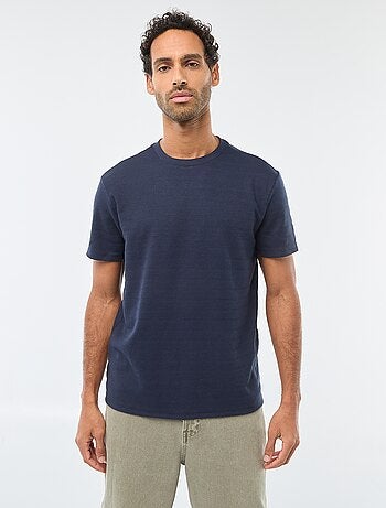 Camiseta de manga corta en punto gofrado