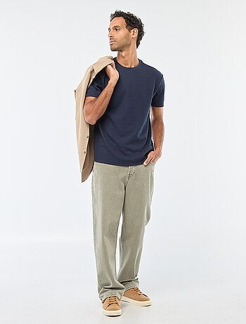 Camiseta de manga corta en punto gofrado