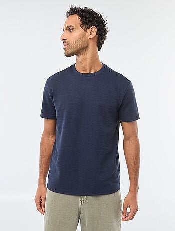 Camiseta de manga corta en punto gofrado