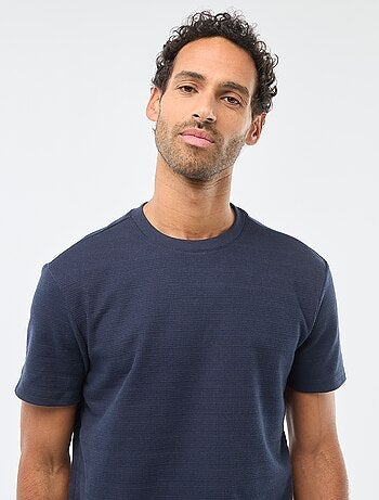 Camiseta de manga corta en punto gofrado