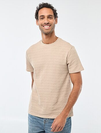 Camiseta de manga corta en punto gofrado