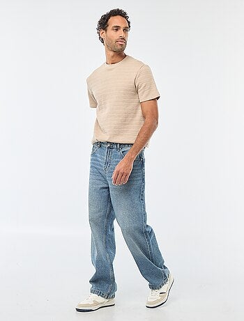 Camiseta de manga corta en punto gofrado