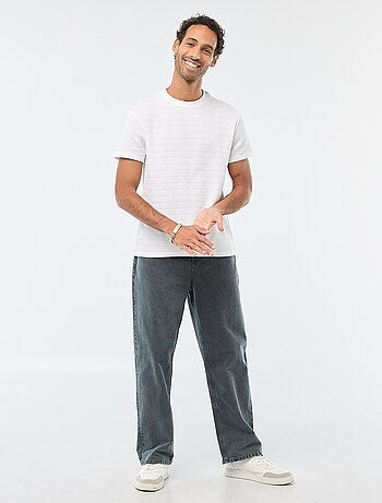 Camiseta de manga corta en punto gofrado